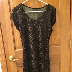 Gold with black lace overlay dress